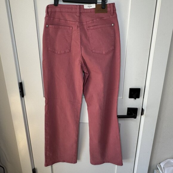 Judy Blue High-Waisted Jeans Crochet Patchwork Knee Pink Mauve Sz 13 31 NWT - Picture 2 of 5